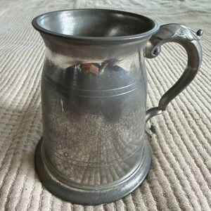 Leonard Eales Sheffield English Pewter Tankard‎ Glass Bottom Mug 1978 Elliott